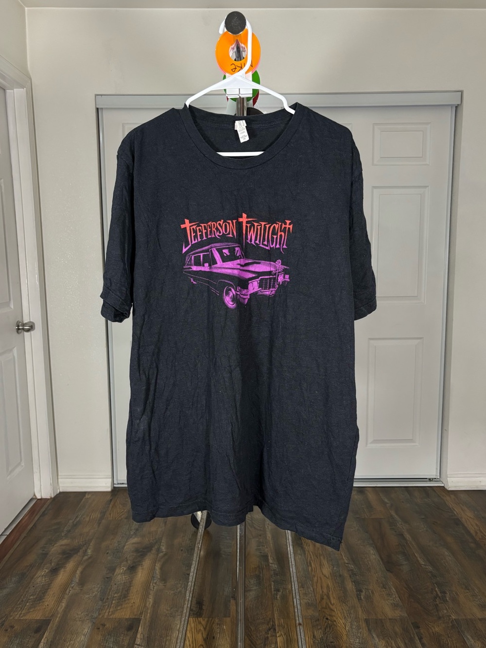 Bella Canvas Black Tee with Pink Graphic Car Print